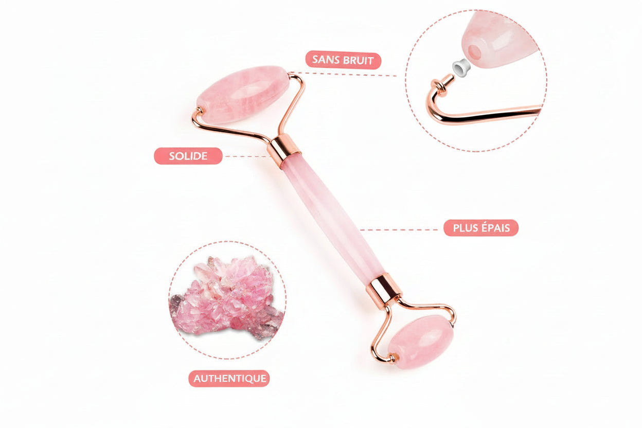 Duo Quartz Rose – Gua Sha & Rouleau Visage et Cou